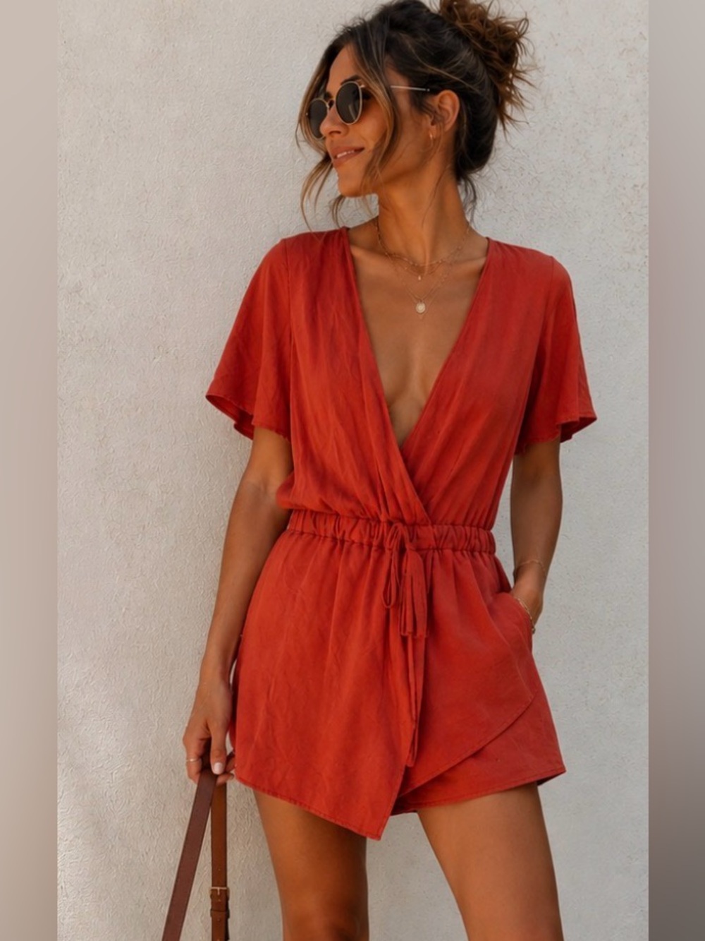 Zara Copper Linen Romper